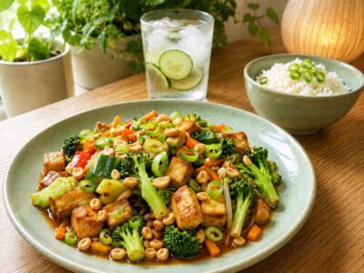 Chinese gong bao tofu 22 juli: Chinese gong bao tofu met basmati rijst (VEGA)
